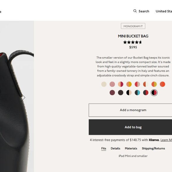 Mansur Gavriel Icon Bucket Bag Mini, Black/Flamma - Picture 12 of 12